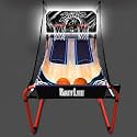 PartyLife 2-Player Basketball Arcade Game w/LED Lights | Electronic Scoring | 5 Balls, 1 Pump, 8 Games | Folding Design | Heavy-Duty Steel Frame