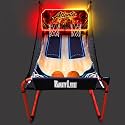 PartyLife 2-Player Basketball Arcade Game w/LED Lights | Electronic Scoring | 5 Balls, 1 Pump, 8 Games | Folding Design | Heavy-Duty Steel Frame