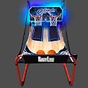 PartyLife 2-Player Basketball Arcade Game w/LED Lights | Electronic Scoring | 5 Balls, 1 Pump, 8 Games | Folding Design | Heavy-Duty Steel Frame