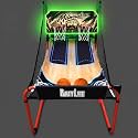 PartyLife 2-Player Basketball Arcade Game w/LED Lights | Electronic Scoring | 5 Balls, 1 Pump, 8 Games | Folding Design | Heavy-Duty Steel Frame
