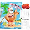 PARTYLOUD Christmas Day July Party Games, Pin the Beard on the Santa Claus, Summer Christmas Holiday in July Party Games Decorations Supplies for Kids Families Adult Groups