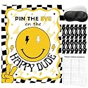 PARTYLOUD Pin The Eye on The Happy Dude, One Happy Dude Birthday Games, Smiley Face Two Cool 2nd 1st Birthday Party Games Decoration Supplies Backdrop for Boys Girls Adults