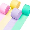 PartyWoo Pastel Rainbow Crepe Paper 4pcs 328 FT Colorful Streamers