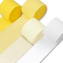 PartyWoo Yellow Crepe Paper 4pcs 328 FT Pearl Pastel Yellow White Streamers