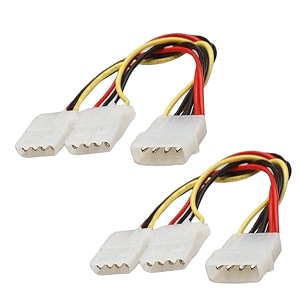 psu 4 pin molex male to 2xmolex ide female power supply y cable 2 pcs