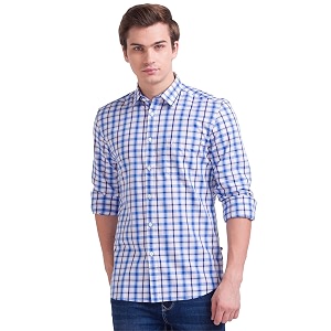 Parx Cotton Medium Blue Casual Shirt for