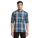 Parx Green Checks Slim Fit Casual Shirts