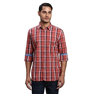 Parx Mens Pure Cotton Checks Pattern Slim