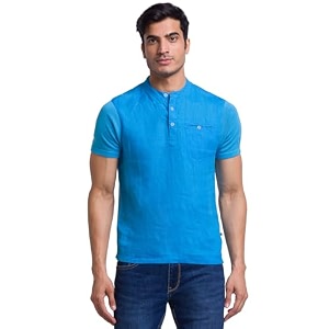 Parx Mens Pure Linen Solid Pattern Regular