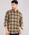 PARX Men Checkered Casual Brown Shirt