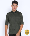 PARX Men Floral Print Casual Dark Green