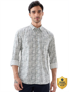 PARX Men Printed Casual Beige Shirt