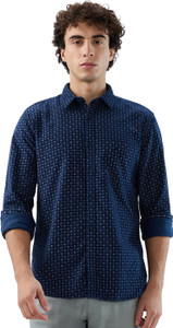 PARX Men Printed Casual Dark Blue Shirt