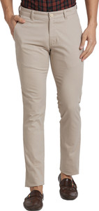 PARX Men Slim Fit Beige Cotton Blend