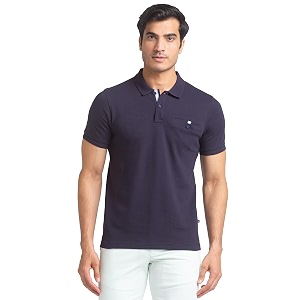 Parx Regular Fit Dark Blue T-Shirt for
