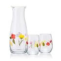 Pasabahce Floral Party Glass Juice Set from House of Pasabahce from Turkey, Printed Transparent Floral Party Glass Juice Set, 1180 ml + 350 ml in Set of 1+2 Pcs, Perfect fit for Water/Juice.