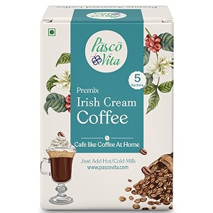 pasco vita - cold coffee premix irish cream - instant coffee powder with rich flavor amp a touch of irish cream - easy to mix - caf-style coffee at home - 125g 5 sachets x 25g