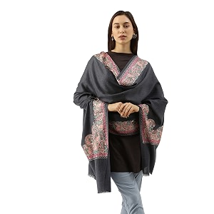 pashmoda womens 100 pure wool nalki embroidered stole shawl and wrap woolmark certified sustainable and natural fabric size 28x80
