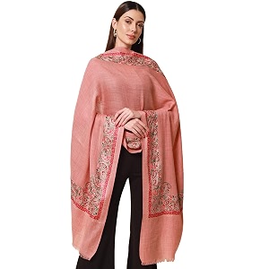 pashmoda womens 100 pure wool nalki embroidered stole shawl and wrap woolmark certified sustainable and natural fabric size 28x80