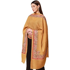pashmoda womens 100 pure wool nalki embroidered stole shawl and wrap woolmark certified sustainable and natural fabric size 28x80