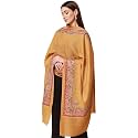 Pashmoda Women’s 100% Pure Wool Nalki Embroidered Stole, Shawl and Wrap, Woolmark Certified, Sustainable and Natural Fabric (Size 28x80)