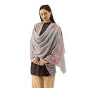Pashmoda Women’s 100% Pure Wool Nalki Embroidered Stole, Shawl and Wrap, Woolmark Certified, Sustainable and Natural Fabric (Size 28x80)