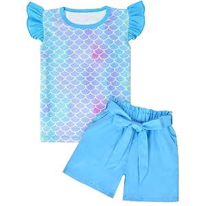 PASHOP Girls 2 Piece Outfits Summer Ruffle