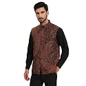 Pashtush Mens Woven Jacquard Structured Waistcoat, Slim Fit, Royal Black
