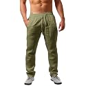 PASLTER Mens Cotton Linen Pants Casual Summer Beach Pants Dress Trousers