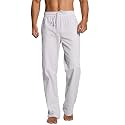 PASLTER Mens Cotton Linen Pants Casual Summer Beach Pants Dress Trousers
