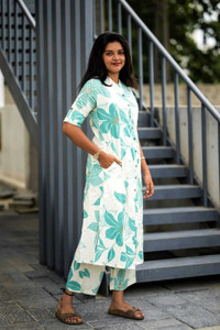 Pasovi Women Two Piece Dress Green White
