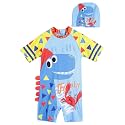 PASSION PETALS Boys Swimsuit Set, 022 Poly Spandex Multipurpose Wear for Swimming | Diving |Cycling |Aerobics Girls Bathing Suit Swimwear, Half Sleeve 1 Piece Swimming Costume for Boys - Blue