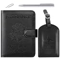 Passport Holder With Luggage Tag, Passport Cover Wallet RFID Blocking