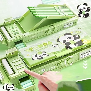 password lock school students pencil box with inbuilt sharpener cute cartoon stationary compass for boys geometry case for kids girls best for gifts ht panda compass