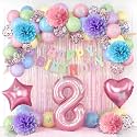 Pastel 8th Birthday Colorful Party Decorations Girls Pink Number 8 Balloon