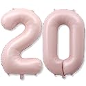 Pastel Pink 20 Balloon Number for Girls, 40'' Self Inflating Number 20 Balloons, Big Light Blush Pink Foil 2 &amp; 0 Helium Balloon 20 for Women Boho Coquette 20th Birthday Party Anniversary Decorations