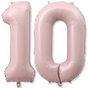 Pastel Pink Balloons Number 10, 40 Inch Foil Number 1 &amp; 0 Balloons for 10 Year Old Birthday Decorations, Self Inflating Blush Dusty Pink Balloon for Girls 10th Birthday Party Anniversary Decorations