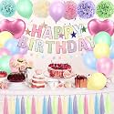 Pastel Rainbow Party Decorations 50Pcs Pastel Birthday Decorations for Girl