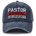 Pastor Warning Anything You Say Or Do Could Be Used in a Sermon Hat for Men Women, Adjustable Embroidered Cotton Baseball Cap