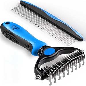 pat your pet deshedding dog brush for shedding  cat brushes for indoor cats double-sided cat brush deshedding amp grooming tool for long haired and short haired dogs skin-friendly cyan
