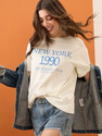 Patche Typography Women Round Neck White T-Shirt