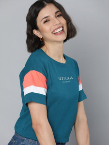 Patche Women Colorblock Round Neck Pure Cotton
