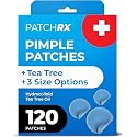 PatchRx Pimple Patches for Face (120 Patches), Hydrocolloid Acne Patches with Tea Tree Oil, Pimple Patch Pimple Stickers - Hydrocolloid Patch Acne Dots - Acne Pimple Patches For Face - Zit Patches