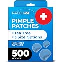 PatchRx Pimple Patches for Face (500 Patches), Hydrocolloid Acne Patches with Tea Tree Oil, Pimple Patch Pimple Stickers - Hydrocolloid Patch Acne Dots - Acne Pimple Patches For Face - Zit Patches