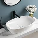 Wash Basin Countertop | Tabletop Ceramic Bathroom Sink | Wash Basin Over Counter | Wash Basin For Bathroom, Resturent, Living Room (Stylish, 23.6 x 14.5 x 5 Inch)