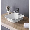 Wash Basin Countertop | Tabletop Ceramic Bathroom Sink | Wash Basin Over Counter | Wash Basin For Bathroom, Resturent, Living Room (Square, 13.3 x 13.3 x 4 Inch)