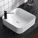 Wash Basin Countertop | Tabletop Ceramic Bathroom Sink | Wash Basin Over Counter | Wash Basin For Bathroom, Resturent, Living Room (Rich, 16.5 x 16.5 x 4.7 Inch)
