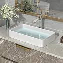 Patdo Wash Basin Countertop | Tabletop Ceramic Bathroom Sink | Wash Basin Over Counter | Wash Basin For Bathroom, Resturent, Living Room (White, 24 x 14 x 5 Inch)
