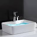 Wash Basin Countertop | Tabletop Ceramic Bathroom Sink | Wash Basin Over Counter | Wash Basin For Bathroom, Resturent, Living Room (Carno, 18.8 x 14.5 x 5 Inch)