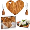 Patelai 1 Set Bridal Shower Game Prize Heart Cheese Board, Olive Wood